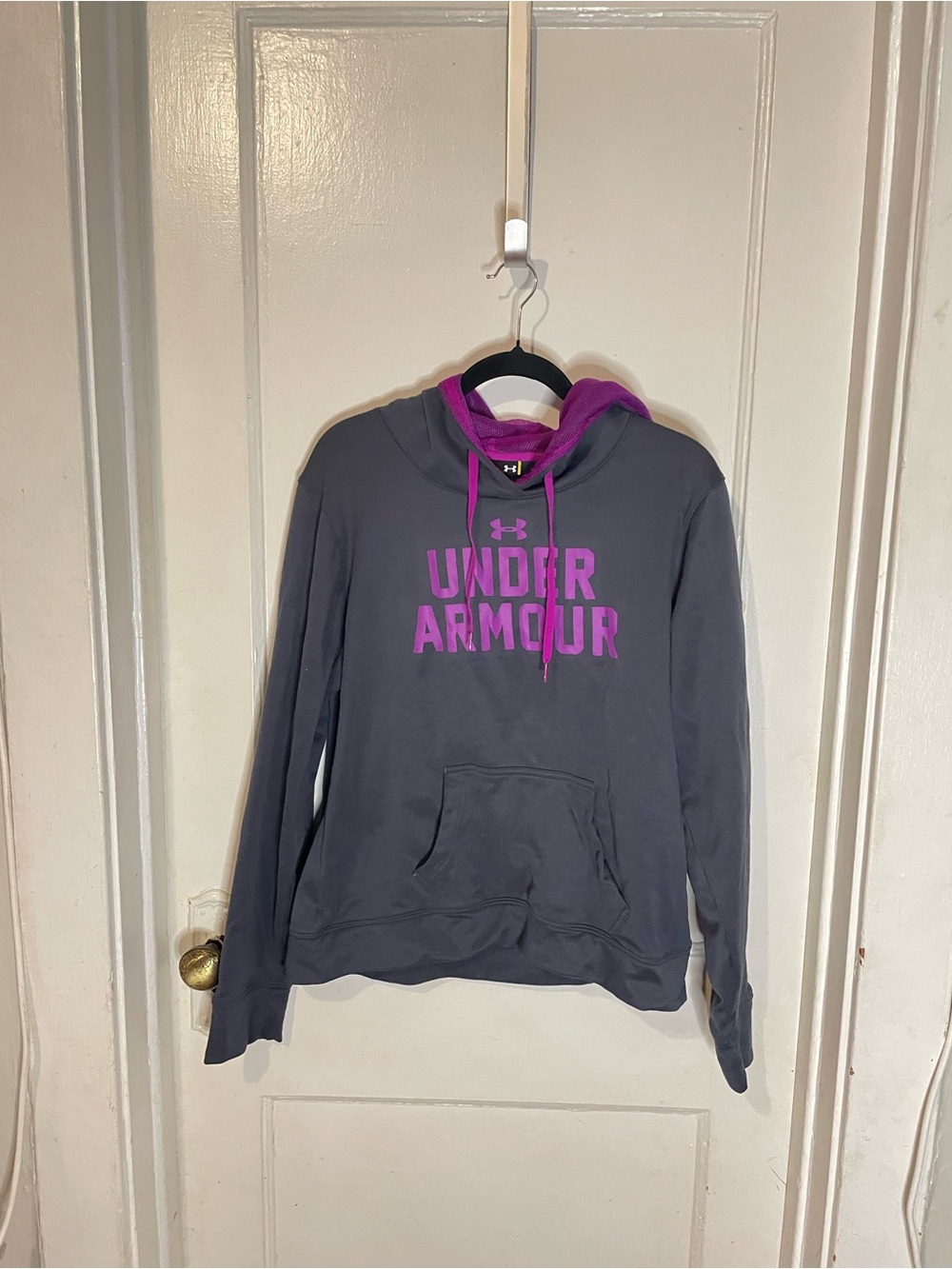 Under Armour Gray Pullover Hoodie with Pink Accents
